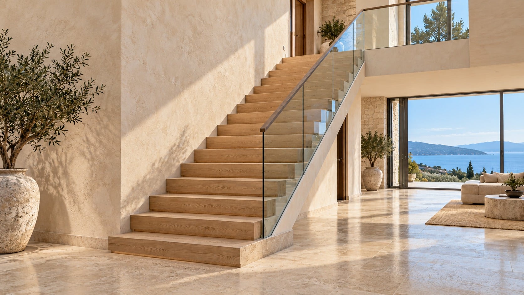 Inspiration d’une entrée lumineuse avec escalier en chêne